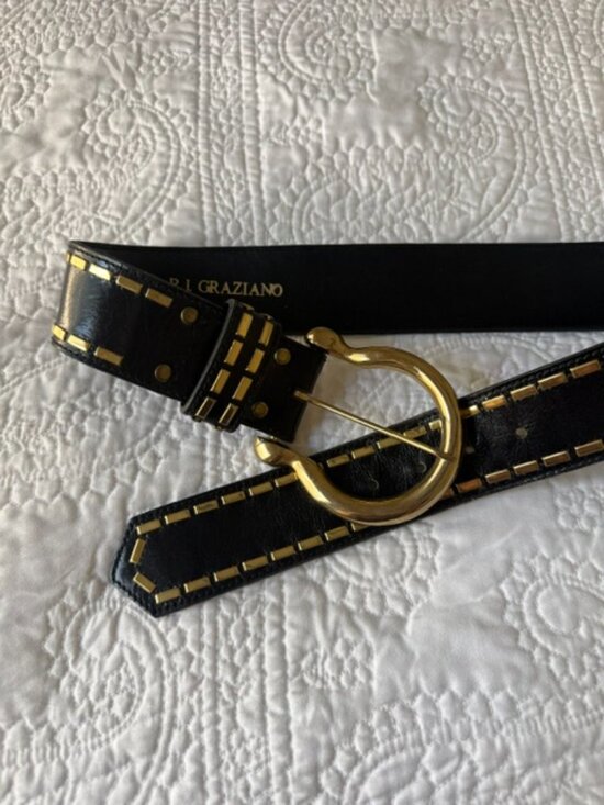 vintage r.j graziano black wide leather belt main image 5